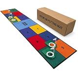 Golf Putting Mat: Indoor Putting Green with 4 Cups and Target Zones - Portable Golf Training Aid and Capture the Cup Putting Game (7.1ft x 1.5ft Multicolor)