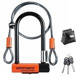 Kryptonite Evolution Mini-7 Bike U-Lock with Cable, Heavy Duty Anti-Theft Bicycle U Lock, 13mm Shackle and 10mm x4ft Length Security Cable with Mounting Bracket and Keys