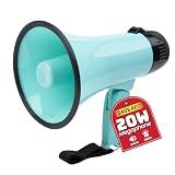 MyMealivos 20W Megaphone Bullhorn, Built in Siren & 240s Recording, 5.4"×8.6" Portable Megaphone with Volume Control Cover Up to 300 feet+ for Indoor and Outdoor Activities(Teal)