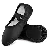 Dynadans Soft Leather Ballet Shoes for Girls & Women - Black - 5.5