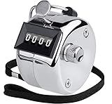 KTRIO Metal Handheld Tally Counter, 4-Digit Number Clicker Counter, Hand Mechanical Pitch Counters for Coaching, Knitting, People, Lap, Fishing, Golf and Row, 1 Pack