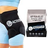 Activewrap Hip Ice Pack Wrap - PT-Designed Hot & Cold Compression Hip Brace with Ultra Flex Gel Pack for Post-Surgery Comfort, Hip Flexor Support, Bursitis, Labral Tear & Injuries - One Size Fits Most
