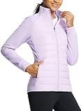 baleaf Women's Insulated Running Jacket Thermal Hiking Hybrid Jacket Lightweight Water Resistant and Warm Coat With Zip Pockets Purple Rose L