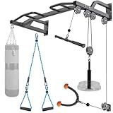 Kipika 48" Wall Mounted Multifunction Cable Pulley System Gym, Cable Machine LAT Pulldown Attachments, Heavy Duty Pull Up Bar, DIY Home Gym Pulley Cable Machine Attachment System, Punching Bag Hanger