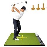 NABIYE 5x4ft Golf Hitting Mat, 26mm Thick Driving Range Practice Mat with Integrated Placement Tray, Indoor Outdoor Golf Mat Standing Guide-Line Training Aid, Ideal Gift for Golfers, Dad & Husband