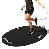 Flowort Jump Rope Mat，Large Rubber Exercise Indoor Outdoor，Shock Absorbing Mat Non-Slip Oval Design for Floor & Rope Protection, Workout Mats for Home Gym Flooring(Black)