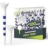 SAPLIZE Upgraded Plastic Golf Tees, Pack of 120 (1-1/2'' & 3-1/4"), Engineered to Reduce Friction & Side Spin, Unique Golf Gifts for Golfers, Blue