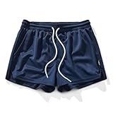 AIMPACT Mens Mesh Running Shorts 3 Inch Quick Dry Gym Athletic Workout Shorts for Men with Pockets（Navy M）