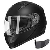 GLX GX11 Compact Motorcycle Helmet - Matte Black, Large - Full Face w/ Tinted Visor, DOT Approved
