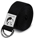 Slim Panda Yoga Strap with Adjustable D-Ring Buckle, Cotton Yoga Belt for Fitness, Pilates, Physical Therapy, Improve Flexibility (10+ Colors, 6 Feet/8 Feet)