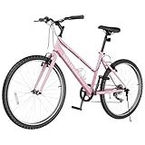 Max4out 26 inch 7-Speed Commuter Bicycle,Men's Cruiser Bike/Mountain Bike/Hybrid Bicycle,V Brake,Metal Frame, Adult Bike (Black, White, Blue, Green, Purple, Pink)