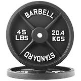 Fitvids 1 Inch Standard Weight Plates, 2x 45 LB Plates for Home Gym Strength Training, Deep Grip Edge