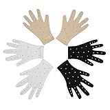 Skating Spirit Figure Skating Competition Thermal Gloves (1 Pair) Sparkle Rhinestone Decoration, for Performance Test Show Dance (Beige, Medium)