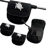 Teyva Daily 3 Pcs Fishing Spinning Reel Cover with Turtle Embroidery Baitcasting Trolling Fishing Reels Neoprene Protective Case Pouch Sleeve Gloves Bags Fits 2000-3000 Series Reel(Black, Classic)