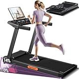 UAMY Treadmill with 14% Incline, 3-in-1 Treadmills for Home with Handle, 3.0HP Folding Treadmill, Three Touch Screen