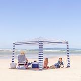 CoolCabana Beach Shade Tent - Easy Setup, UPF 50+ Protection, Large & Medium Sizes, Compact & Wind Resistant - Beach Cabana for The Whole Family - Navy Stripes, Large