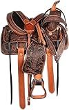 FEED N CARE Western Leather Horse Saddle Comfy Horse Seat Ranch Roping Saddle Tree Trail Racing Hand Tooled Comfort Barrel Tack Size 10 to 18 Inch Seat (Dark-Antique, 13" Inch)