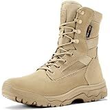FREE SOLDIER Men's Work Tactical Boots 8 Inches Lightweight Combat Boots Durable Suede Leather Military Boot Desert Boot(Bright Tan 10)