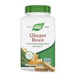 Nature's Way Ginger Root Capsules, 1100 mg per 2-Capsule Serving Ginger Supplement for Digestive Comfort and Motion-Related Nausea Support*, Vegan, Non-GMO Project Verified, 240 Count