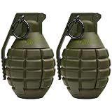 Disratw M26A2 Airsoft Grenade Toys 2pcs Tactical Grenade Plastic CS Battle Game Toy Hand Grenades Pull Ring Toys Role Play Model Prop for Age 14+ (Green)