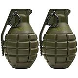 Disratw M26A2 Airsoft Grenade Toys 2pcs Tactical Grenade Plastic CS Battle Game Toy Hand Grenades Pull Ring Toys Role Play Model Prop for Age 14+ (Green)