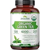 Zazzee USDA Organic Green Tea 20:1 Extract, 120 Vegan Capsules, 50% EGCG
