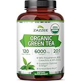 Zazzee USDA Organic Green Tea 20:1 Extract, 50% EGCG, 98% Polyphenols, 80% Catechins, 120 Vegan Capsules, 4 Month Supply, Antioxidant, Metabolism & Energy Support, Non-GMO, All-Natural, Made in USA