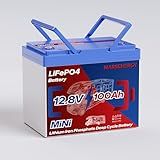 Marsenergy 12V 100Ah Lifepo4 Battery, Bci Group 24 Size, Built-In 100A Smart BMS, 4500+ Deep Cycle Grade A Lithium Cells For RV Travel,Trolling Motor,Marine, Boat, Solar Panel, Off Grid, Camping (1PC)