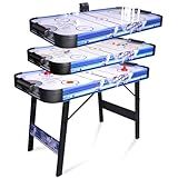Folding Air Hockey Table 48" Powered Hockey Game Table 4ft Indoor Electric Hockey Table w/2 Pucks, 2 Pushers, Digital LED Scoreboard, Powerful 12V Motor for Adults and Kids