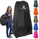 Pop Up Pod - Privacy Shower Tent, Dressing Room, or Portable Toilet Stall with Carry Bag for Camping, Beach, or Tailgate by Wakeman Outdoors (Black)