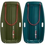 Retrospec Retrorider Plastic Snow Sled for Kids and Adults - Toboggan Style with Pull Rope, Cold-Resistant Construction & Hard Bottom for Fast Downhill Rides