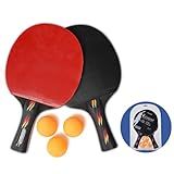 KEVENZ 2-Pack Patent Advanced Table Tennis Racket Come with Anti-Skid Handle, Wooden Blade Surrounded by Rubber (Advanced Table Tennis Racket)