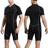 OMGear Wetsuit Women Men 3mm Neoprene Dive Wet Suit for Cold Water Short Thermal Swimsuit for Adults Snorkel Suit for Snorkeling Scuba Diving Swimming(Gray,M)