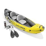 Intex 2-Person Inflatable Kayak Set w/ Pump, Aluminum Oars, Adjustable Seats, Explorer K2 - Tandem Blow-up Raft for Adults, Great for Lakes or Rivers