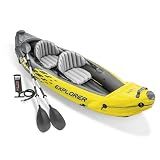 Intex 2-Person Inflatable Kayak Set w/ Pump, Aluminum Oars, Adjustable Seats, Explorer K2 - Tandem Blow-up Raft for Adults, Great for Lakes or Rivers