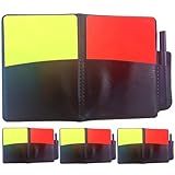 AnteManni-Pri Soccer Referee Card Set, 4PACKS Warning Referee Red Cards Yellow Cards with Leather Wallet Recording Papers Pencils for Soccer Volleyball Football Baseball Rugby Games