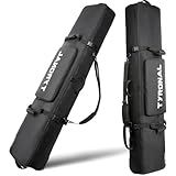 TYRONAL Snowboard Bag with Wheels,Heavy Duty 600D Polyester Oxford Wear-Resistant,Padded Snowboard Bag for Single Snowboard and Snowboard Boots. (DK BLK, 170CM)