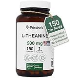 PRISTINE'S L Theanine 200mg Supplement Capsules - 3rd Party Tested Non GMO -150 Day Supply - Relaxation & Sleep Quality Support Capsules - Vegan, cGMP Facility & Gluten Free Glass Bottles