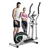 Dripex Elliptical Exercise Machine, Hyper-Quiet Elliptical Machine for Home w/Magnetic Driving System, 8-Level Resistance, 6KG Flywheel, LCD Monitor, Pulse Sensor, Bottle Holder (Green)