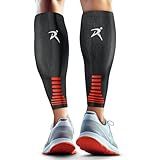 Rymora Calf Compression Sleeves Men Women Shin Splints Running (Pair) (Black) (L)