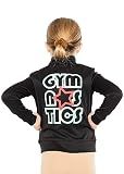 STRETCH IS COMFORT Girl's Gymnastics Black Jacket Blush Star Mint Letters Medium