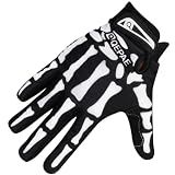 Azarxis Skeleton Gloves Adjustable Lightweight Racing Skull Sports Work Bone Gloves Anti-Slip Breathable for Men & Women Motorcycle, Cycling, Biking, Workout (Black, L)