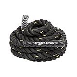 Amazon Basics Battle Rope for Home Gym, Strength Training, Cardio Fitness, Indoor & Outdoor Workout, Exercise Training Equipment, Muscle Toning, 2 Inch Diameter x 30 Feet Length, Black