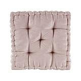Intelligent Design Azza Floor Pillow, Large Cushions Sitting for Adults, Floor Pillow for Meditation or Yoga, Lustrous Chenille Tufted with Scalloped Edges for Bench/Chair Cushion, 20"x20"x5" Blush