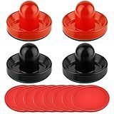 Coopay Air Hockey Pushers and Pucks, Air Hockey Paddles, Goal Handles Paddles Replacement Accessories for Game Tables (4 Striker, 8 Red Puck Pack)