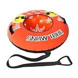 GYMAX Inflatable Snow Tube Sled, 42" Heavy Duty Snow Tubing for Sledding | Detachable Tow Strap, Cold-Resistant PVC, 3-in-1 Valve & Handles, Winter Outdoor Snow Toy for Kids & Adults