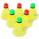 HIRALIY LED Badminton Birdies 6 PCS, 360 Nylon Glow in The Dark Badminton Shuttlecocks for Baseball Backyards Practice, 2 Color Light Up Birdie Set for Indoor Outdoor Sports Activities (6)
