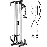 Goimu Wall Mount Cable Station, WM1 Cable Crossover Machine with 17 Positions, High and Low Cable Crossover Machine with Removable Footplate for Garage Home Gym (WM1 Cable Station BK)