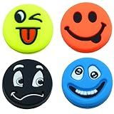Tannius Tennis Racket Vibration Dampener, 3 Designs(4-6 Packs), Racket String Shock Absorber, Great Tennis Gift (4 Emojis)