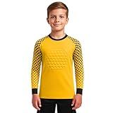 INTENZ Kids Padded Goalie Shirt, Youth Goalkeeper Jersey, Long Sleeve Soccer Football Training Uniform (US, Age, 12 Years, Yellow)